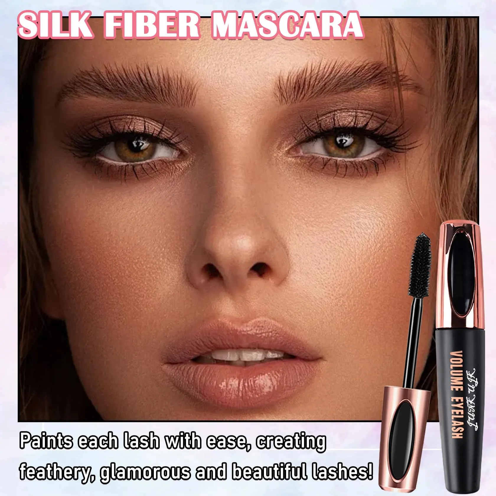 2 Pack 4D Silk Fiber Lash Mascara,Lengthening and Thick,Long Lasting Waterproof Mascara Set for Women,All Day Smudge-Proof Mascara Volume and Length
