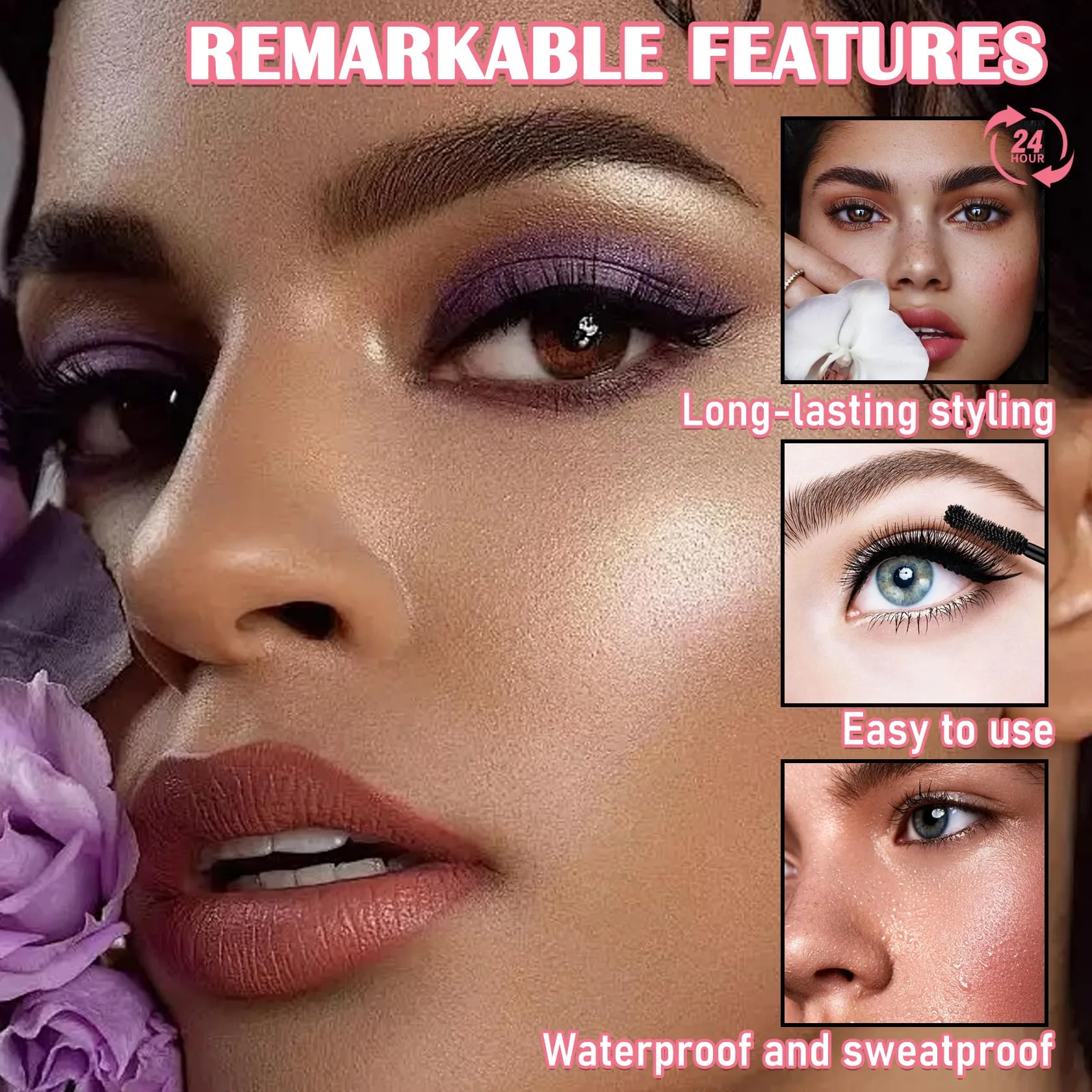 2 Pack 4D Silk Fiber Lash Mascara,Lengthening and Thick,Long Lasting Waterproof Mascara Set for Women,All Day Smudge-Proof Mascara Volume and Length