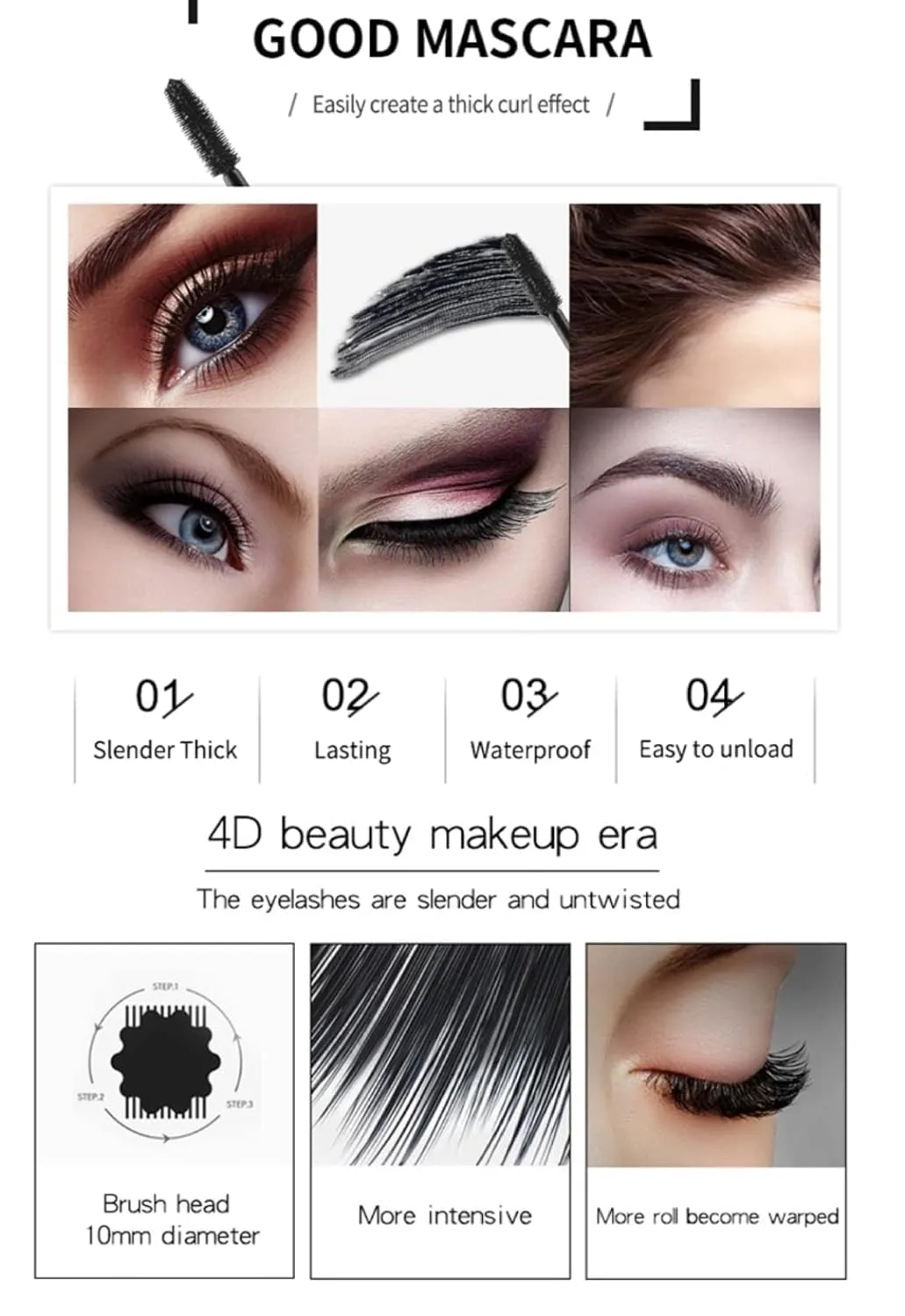 2PACK Waterproof 4D Fiber Lash Mascara Eyelash 24H Long Lasting Mascara Extension Long Curling Eyelash Beauty Makeup Black Colors.