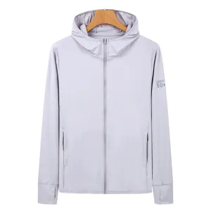 3XL Grey Long Sleeve UV Protection Summer Clothing | Breathable Knitted Ice Silk | Unisex | Thin Sunscreen Shirt