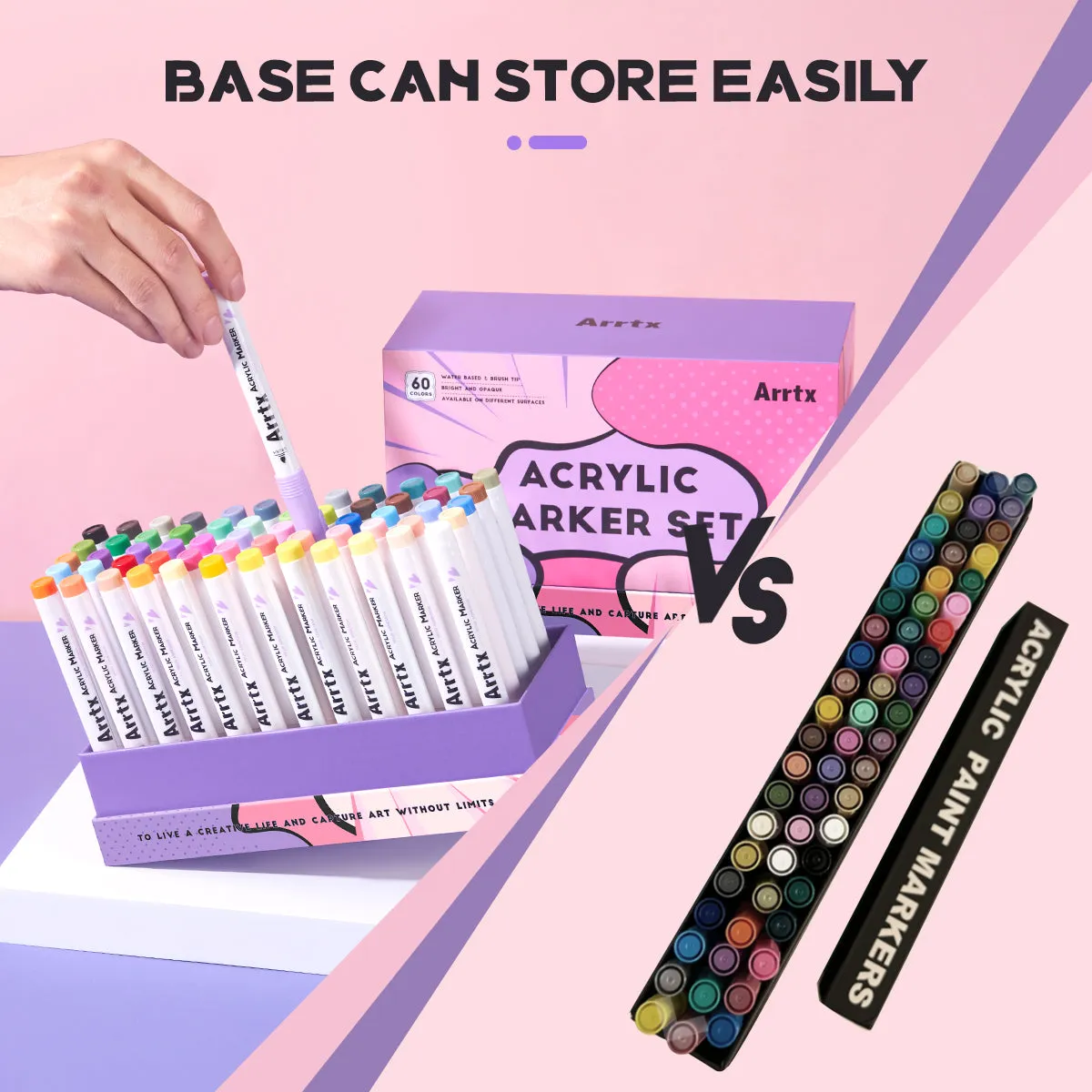 60 Colors Acrylic Paint Markers Brush Tip