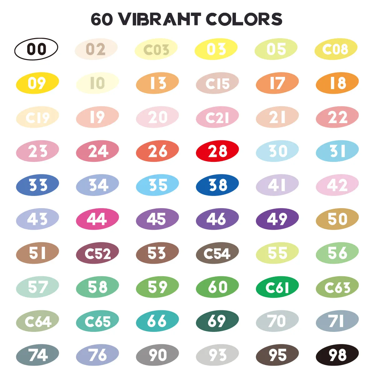 60 Colors Acrylic Paint Markers Brush Tip