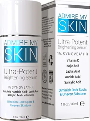 Admire My Skin Dark Spot Corrector Remover for Face - Brightening Discoloration Correcting Serum - Kojic Acid   Azelaic Acid Serum for Melasma and Sun Spots 1oz