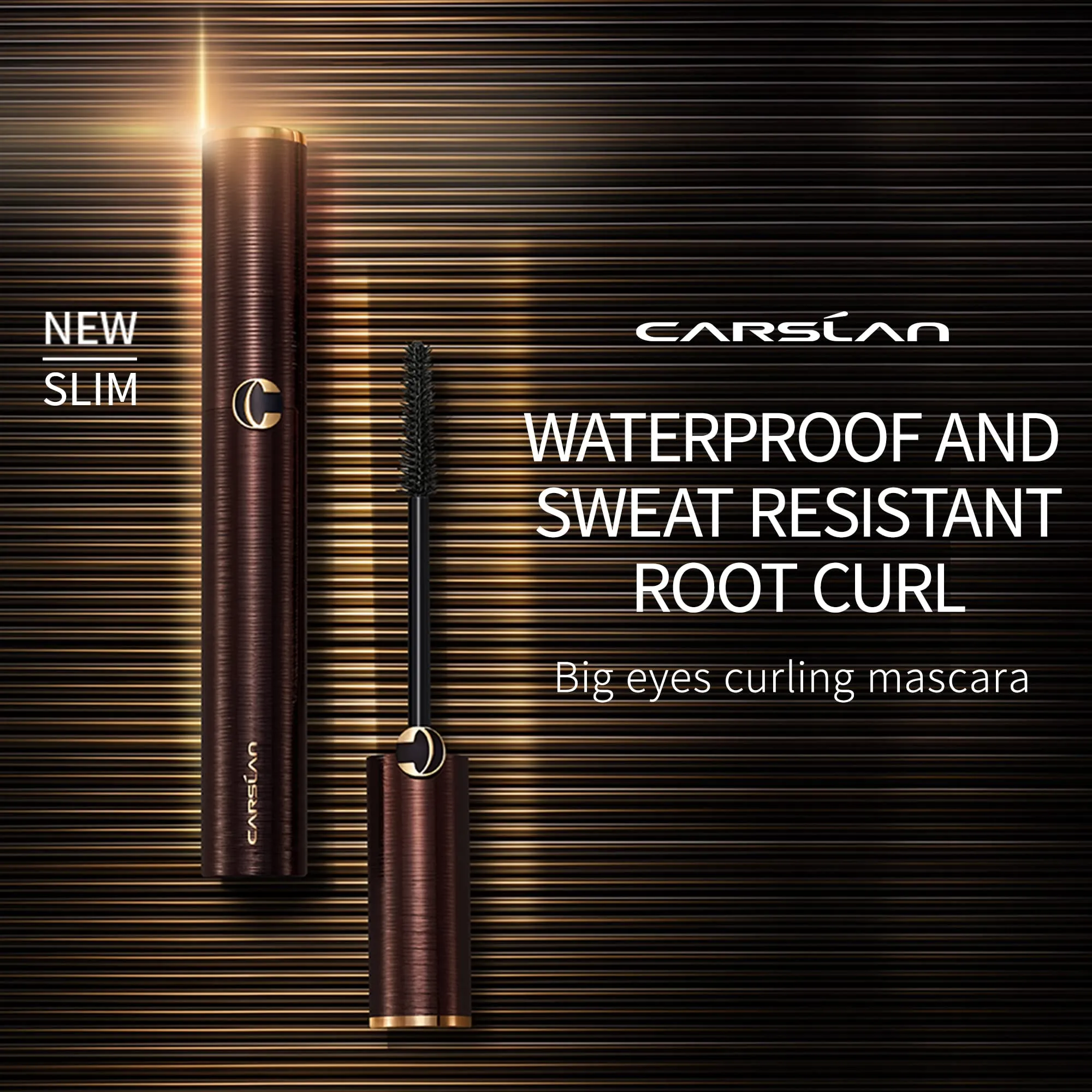 CARSLAN Lengthening Mascara Liquid Volumizing Lash Washable Long Wear Mascara Waterproof Eyeliner Build Big Bad Eye Makeup, No Clump, Smudgeproof, Black, 2 count