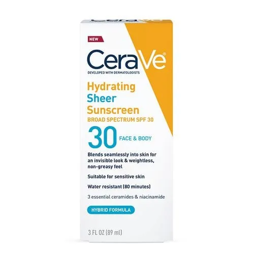 Cerave Hydrating Sheer Sunscreen Broad Spectrum SPF 30 89Ml