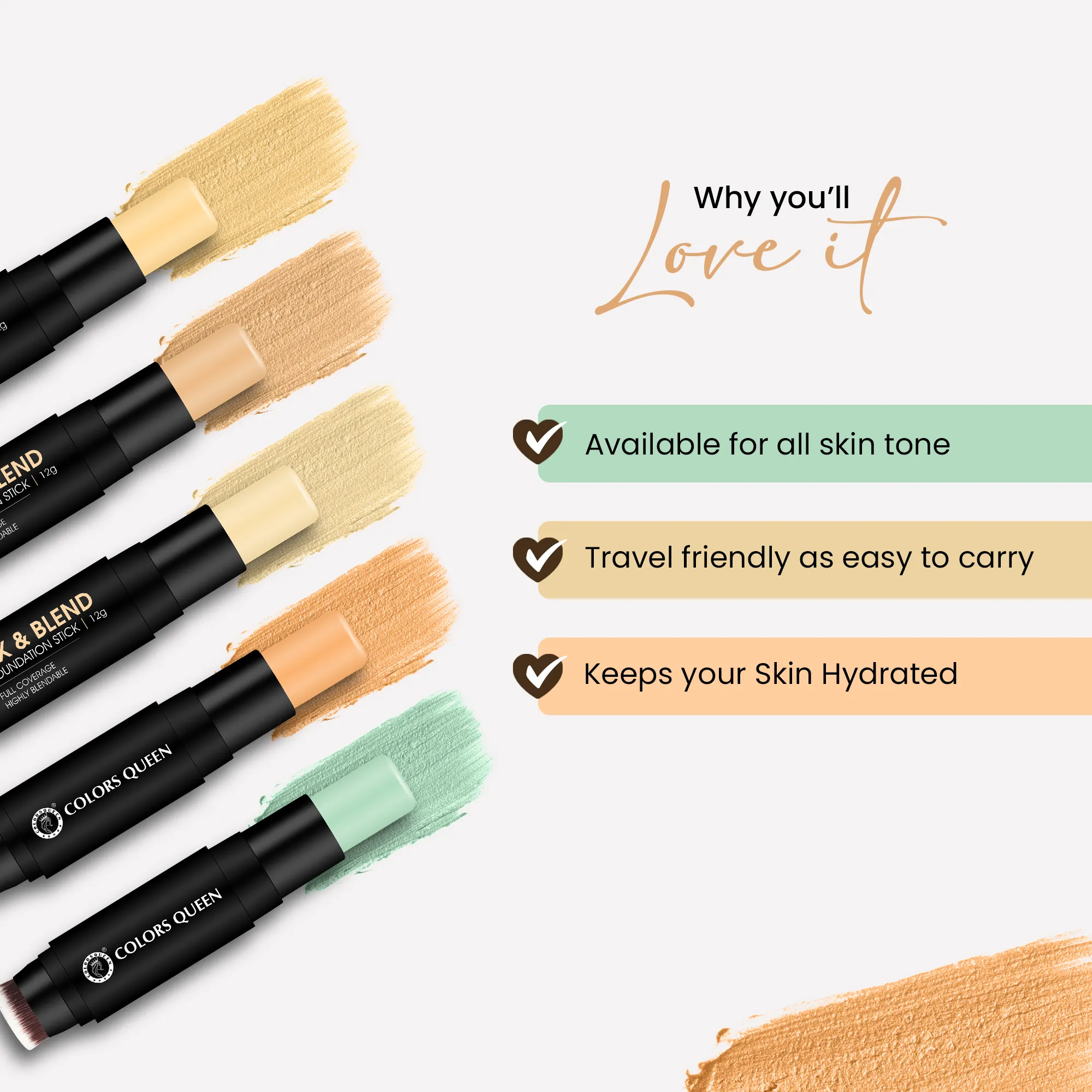 Colors Queen Fix And Blend Foundation And Concealer Stick