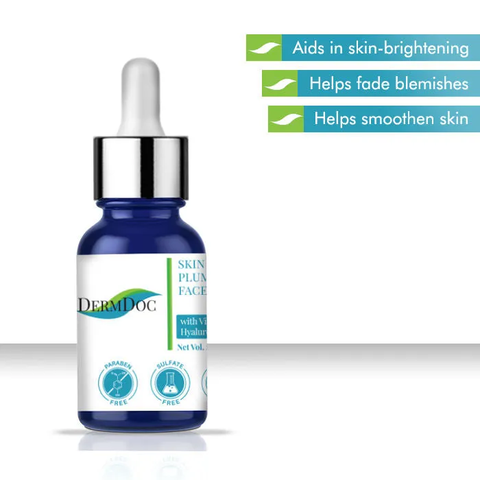 DermDoc Skin Plumping Face Serum with Vitamin C & Hyaluronic Acid (10 ml) | vitamin c face serum | hyaluronic acid serum | serum for oily skin |