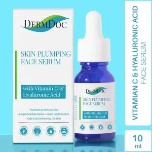 DermDoc Skin Plumping Face Serum with Vitamin C & Hyaluronic Acid (10 ml) | vitamin c face serum | hyaluronic acid serum | serum for oily skin |