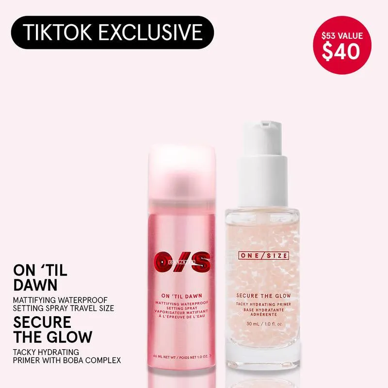 Glow 'Til Dawn Duo Value Set – on 'Til Dawn Waterproof Setting Spray & Secure the Glow Tacky Hydrating Primer for Hydrated Skin & Long-Lasting Makeup
