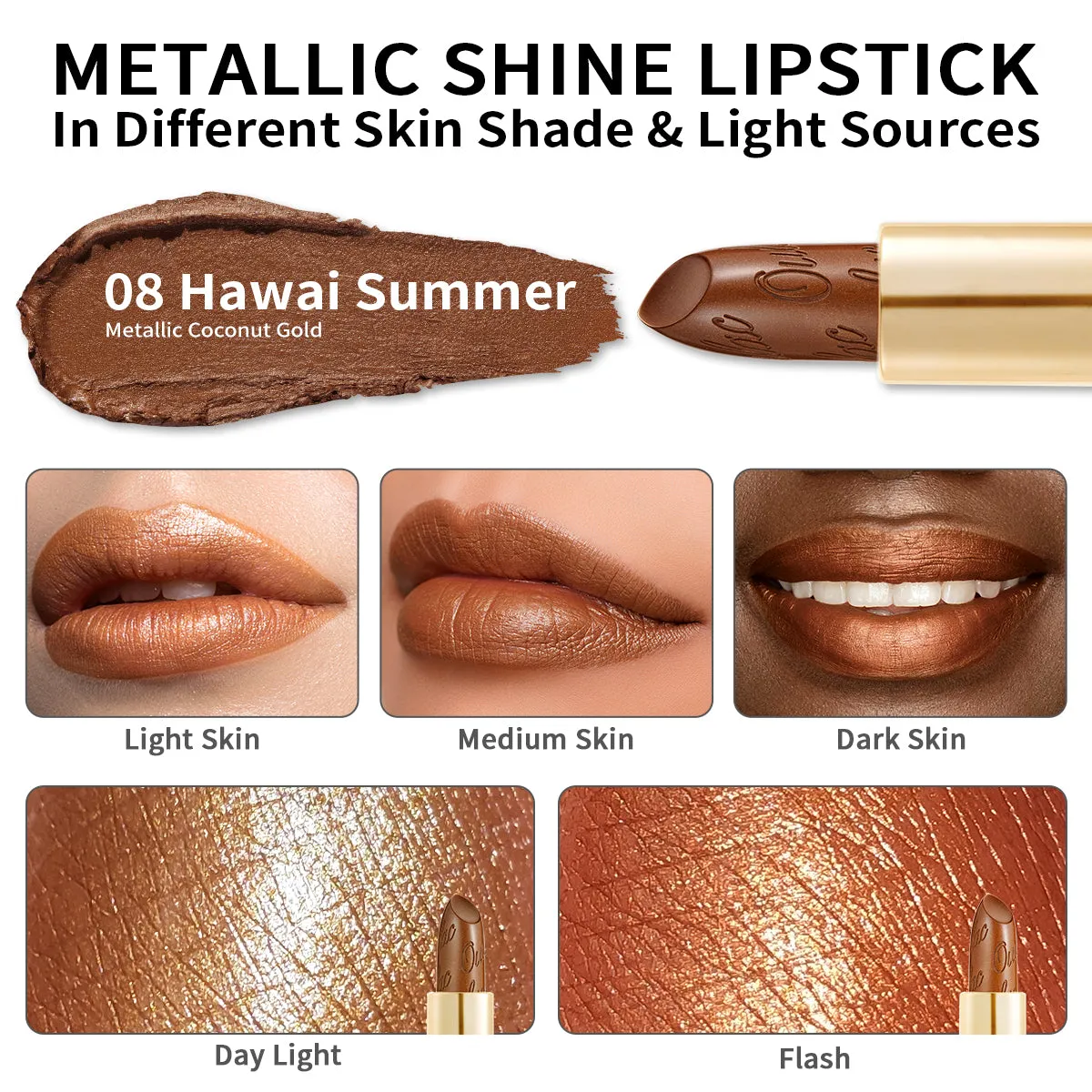 Metallic Shine Lipstick | D08 Hawaii Summer