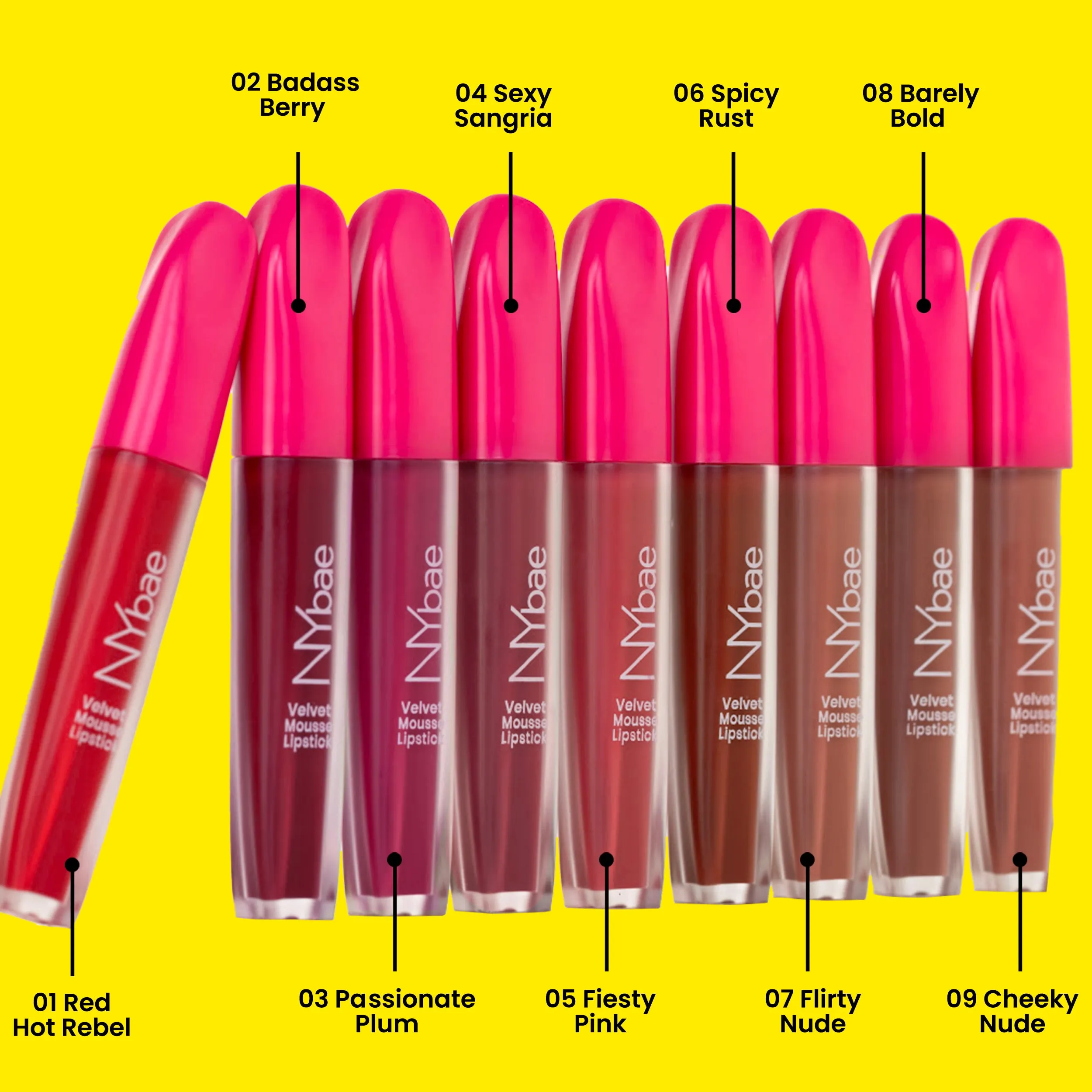 NY Bae Velvet Mousse Liquid Lipstick - Badass Berry 02 (6.5ml) | Velvet Matte Finish | Transferproof | Smudgeproof | Ultra Light | Smooth | Moisturising Plum Lipstick