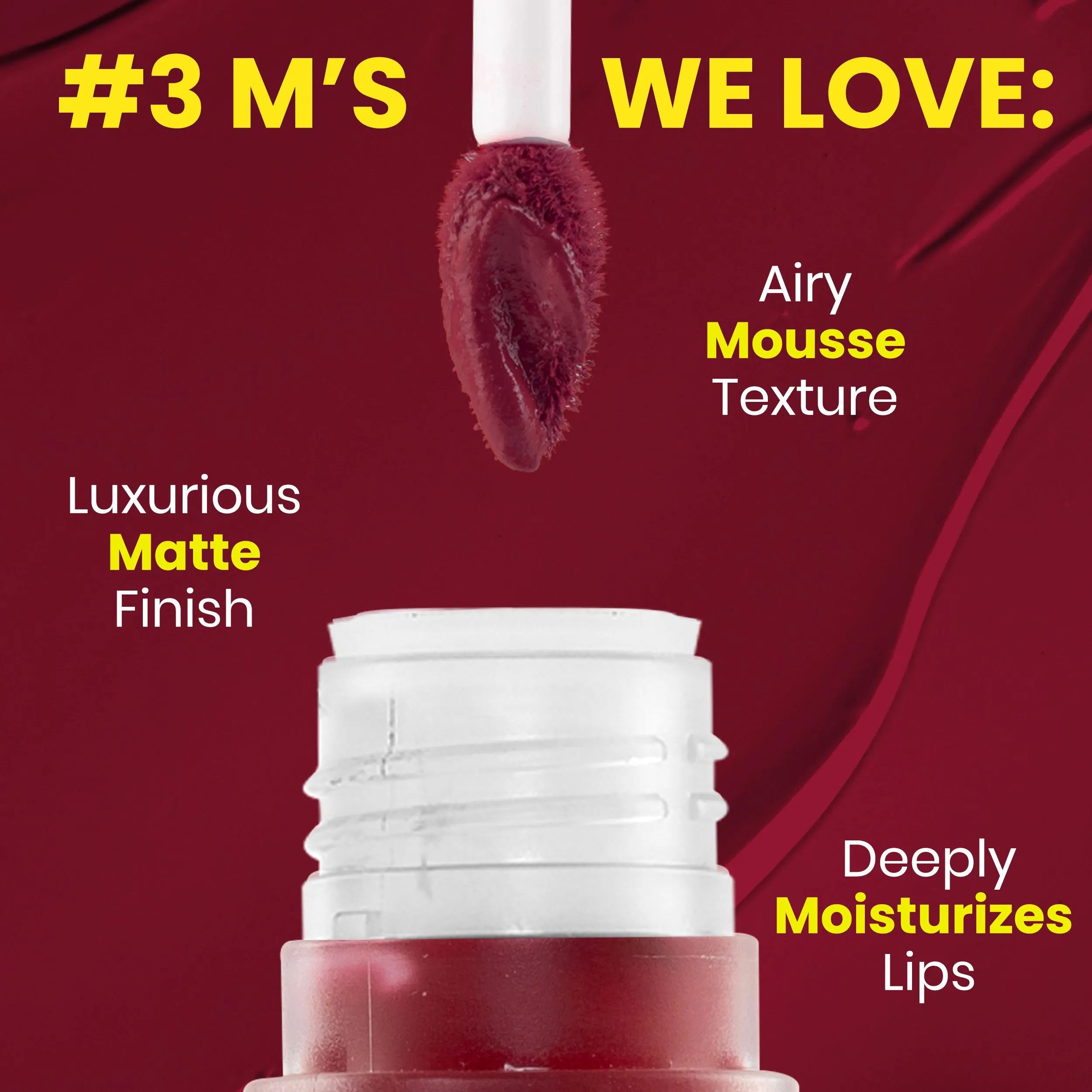 NY Bae Velvet Mousse Liquid Lipstick - Badass Berry 02 (6.5ml) | Velvet Matte Finish | Transferproof | Smudgeproof | Ultra Light | Smooth | Moisturising Plum Lipstick