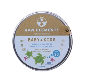 Raw Elements Baby   Kids SPF 30 Organic Sunscreen Lotion Non-Nano Zinc Oxide, Reef-Safe, Cruelty-Free, Gentle and Moisturizing, Zero Waste Tin, 3oz