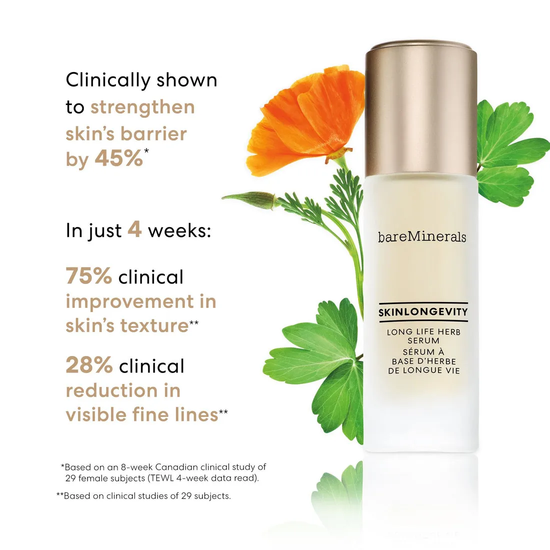 Skinlongevity® Long Life Herb Serum 50 ML & Phyto-Vitamin C Brightening Moisturizer Mineral SPF 30