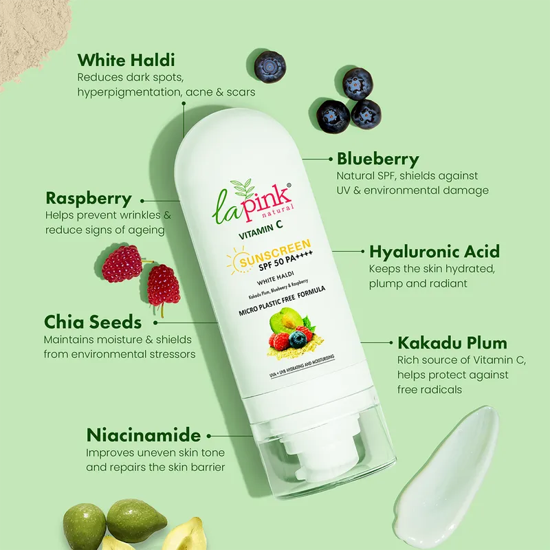 Vitamin C Sunscreen | White Haldi & Blueberry | Reduces Dullness | SPF 50 | 50 g | Set Of 2